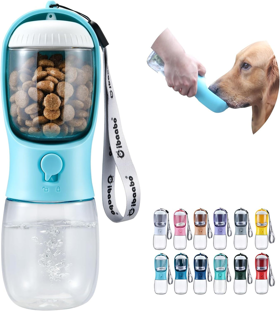 Dog Water Bottle with Food Container - Portable, Travel-Friendly Pet Dispenser for Small Pets