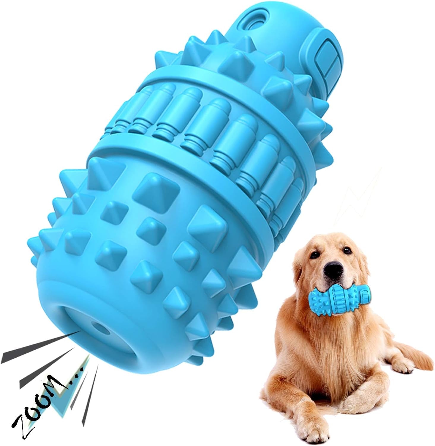 Durable Natural Rubber Dog Toy: Squeaky, for Aggressive Chewers, Large, Green