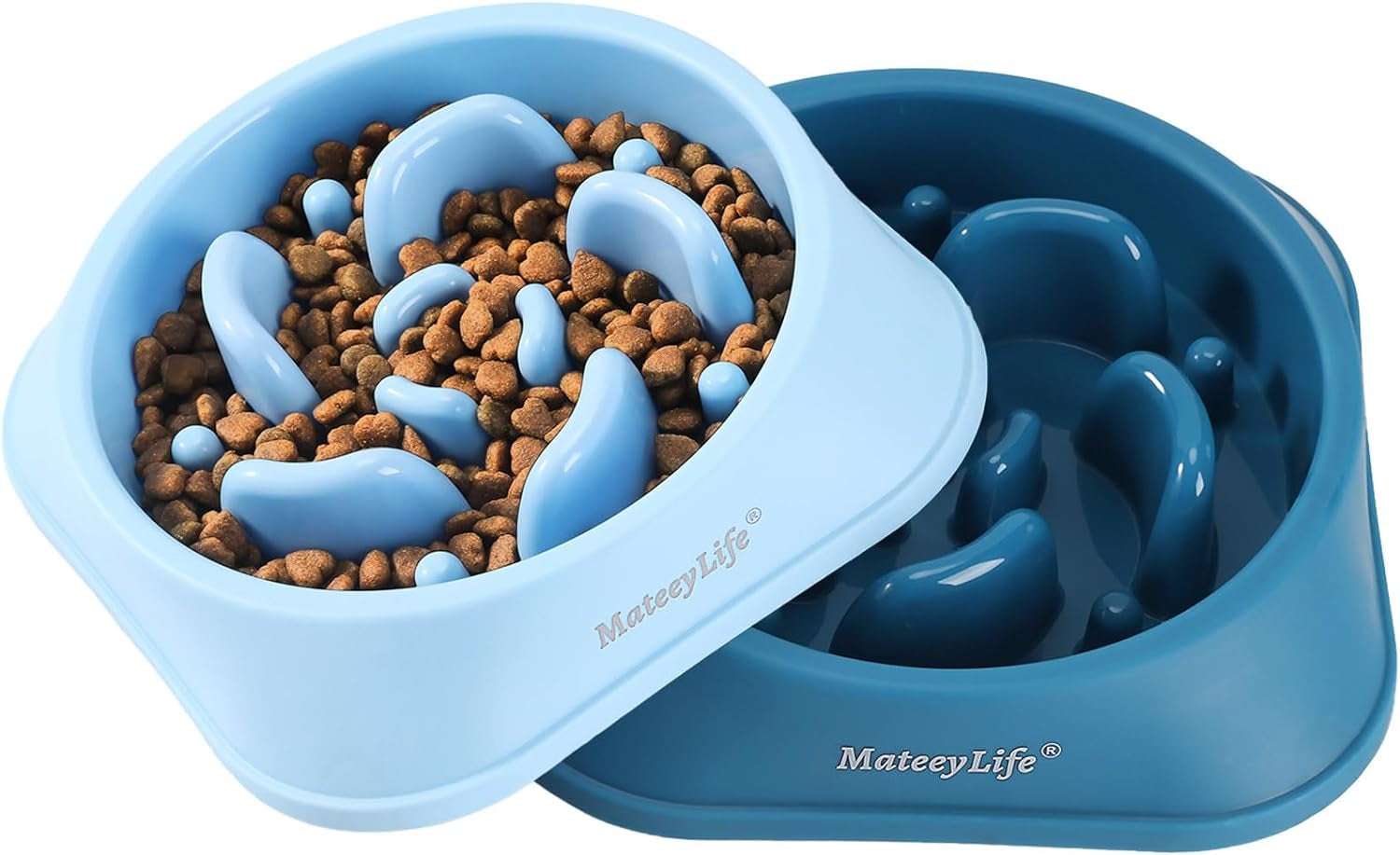 Mateeylife 1 or 2 Pieces, Slow Feeder Dog Bowls: Anti-Choking Puzzle Bowls - Various Colors