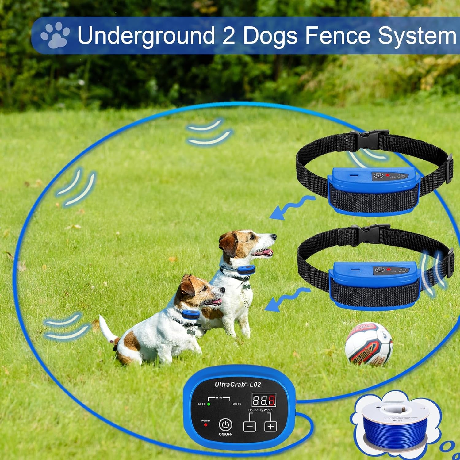 Basic In-Ground Pet Fence – 2-Dog Electric Fence System, Waterproof Collars for Dogs Over 20 lbs