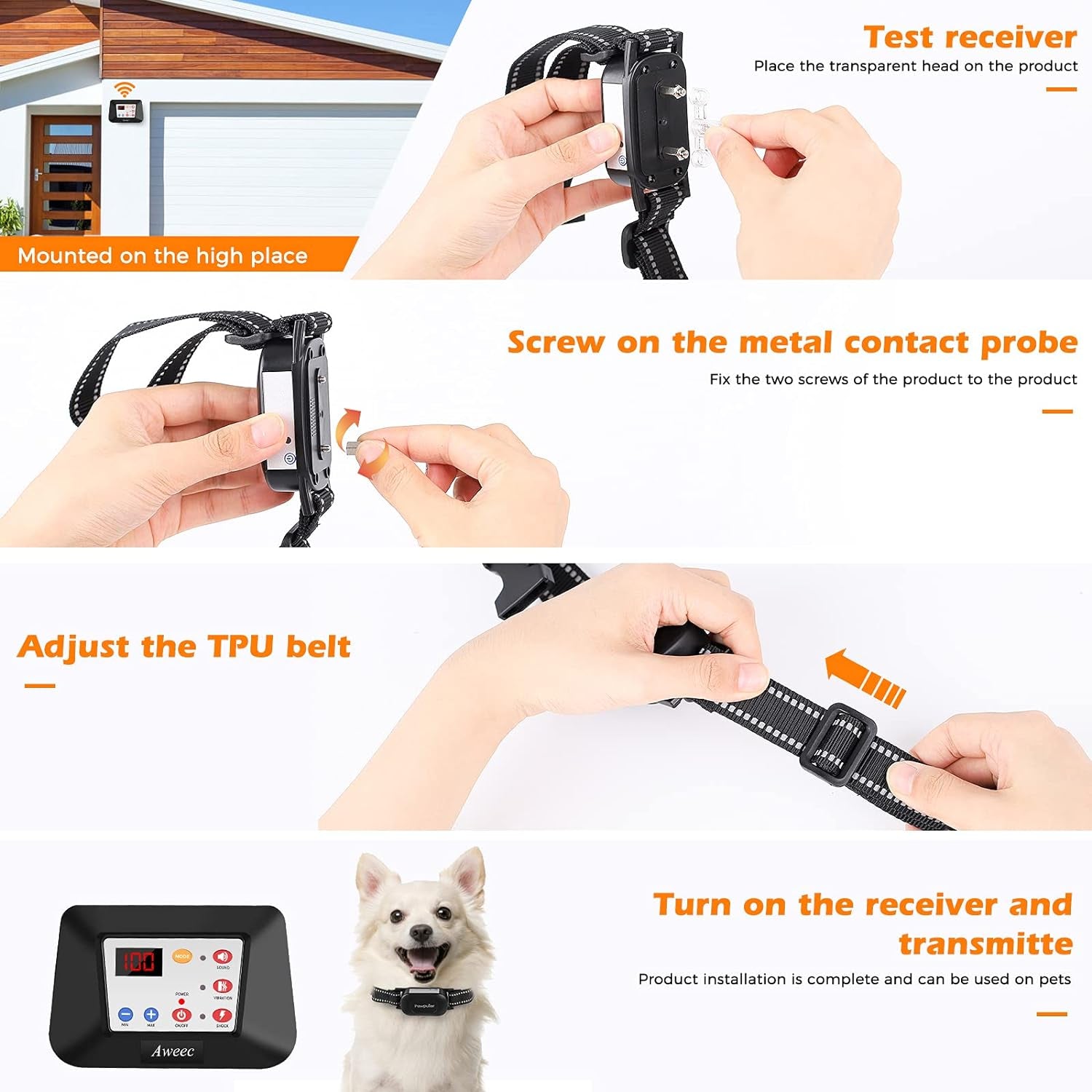 Wireless Dog Fence & Training Collar, 2-In-1 Containment System with Remote, Safe & Harmless Electric Boundary