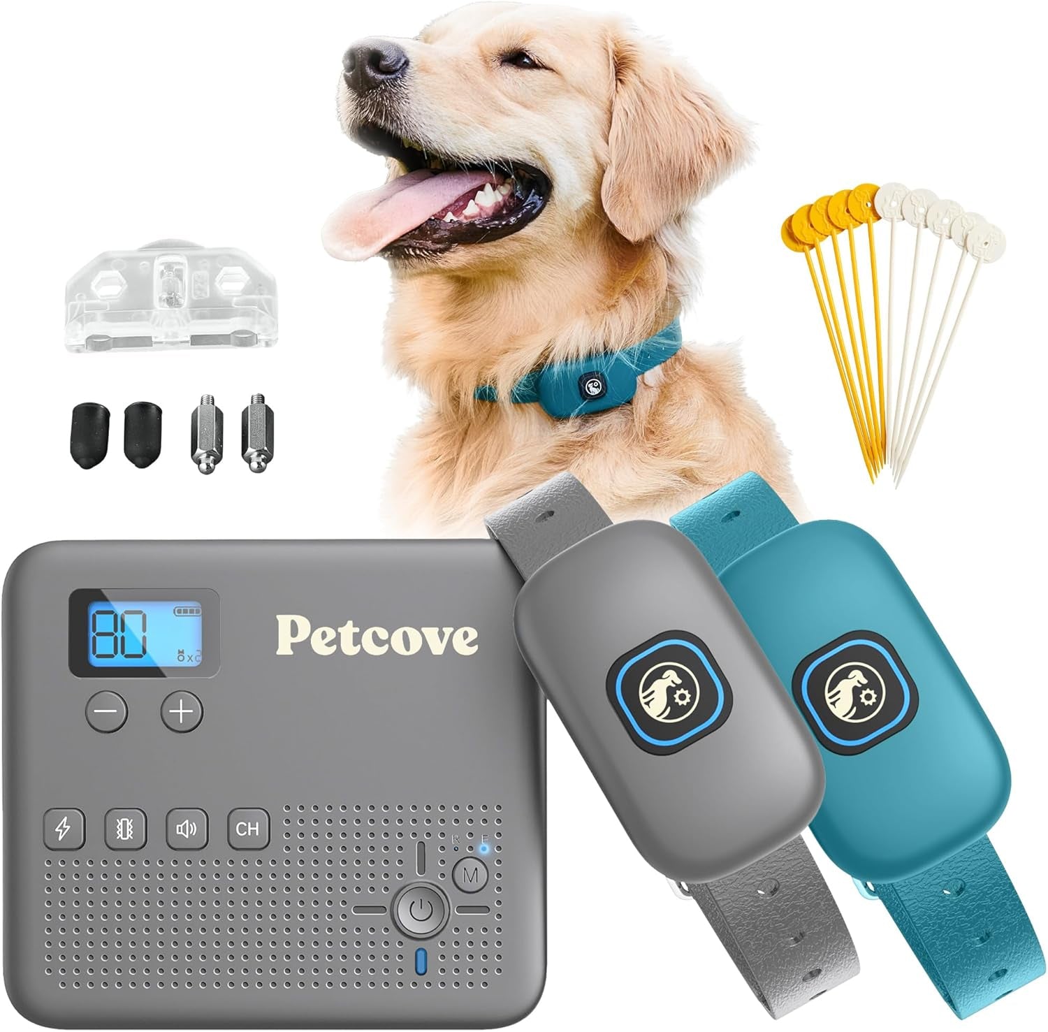 Wireless Dog Fence & Remote Training System for 2 Dogs, Non-GPS 2.4GHz with Beep, Vibration & Shock