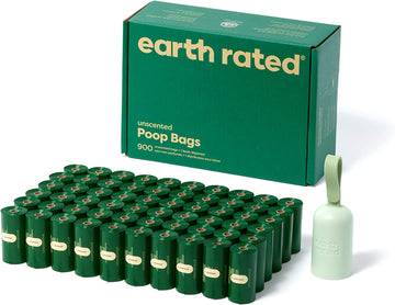 Earth Rated Dog Poop Bag Holder with 900 Unscented Leak-Proof Poop Bags – Durable Waste Bag Dispenser