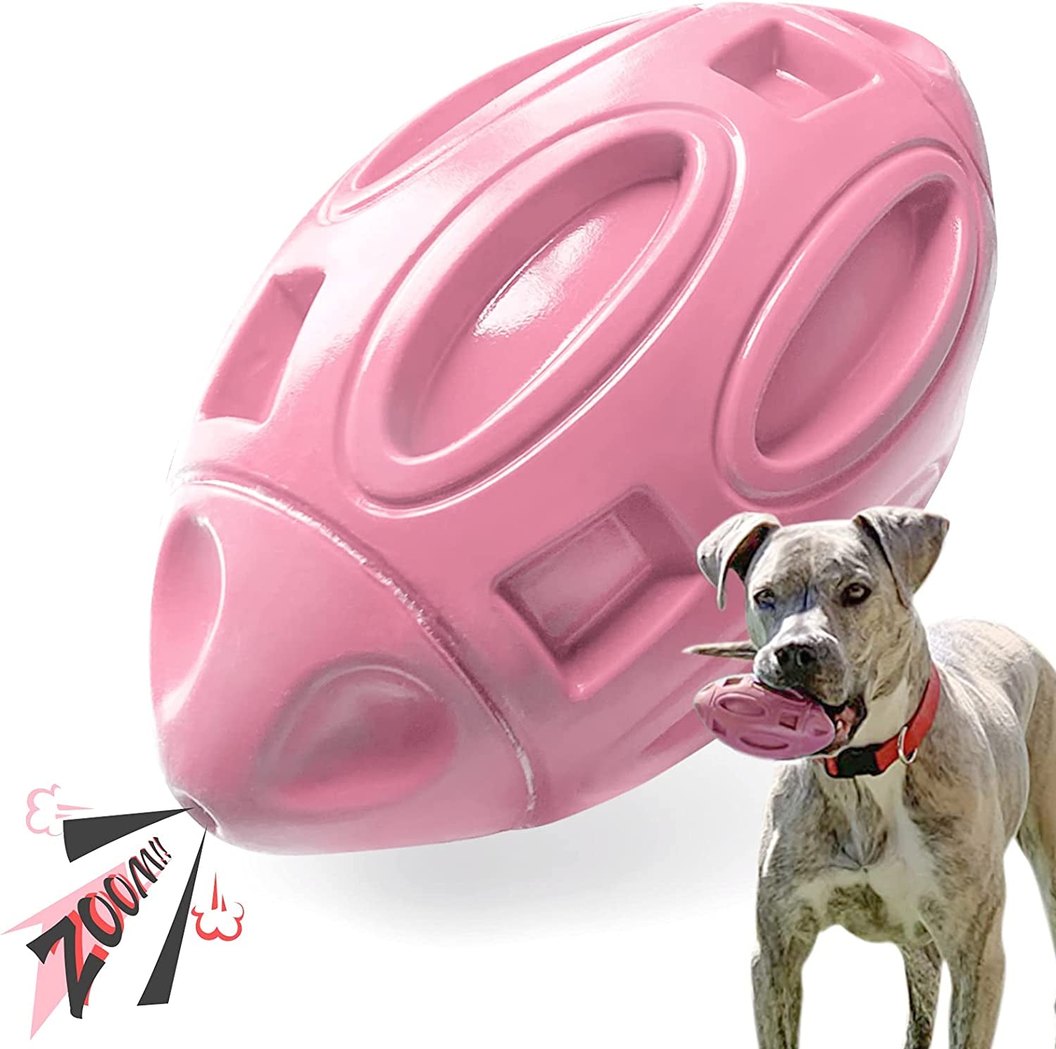 Squeaky Rubber Chew Ball for Aggressive Chewers - Durable and Almost Indestructible Pet Toy for Medium & Large Dogs