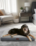 Large Orthopedic Grey Dog Bed: Egg Crate Foam, Non-Slip, Waterproof, Washable Cover