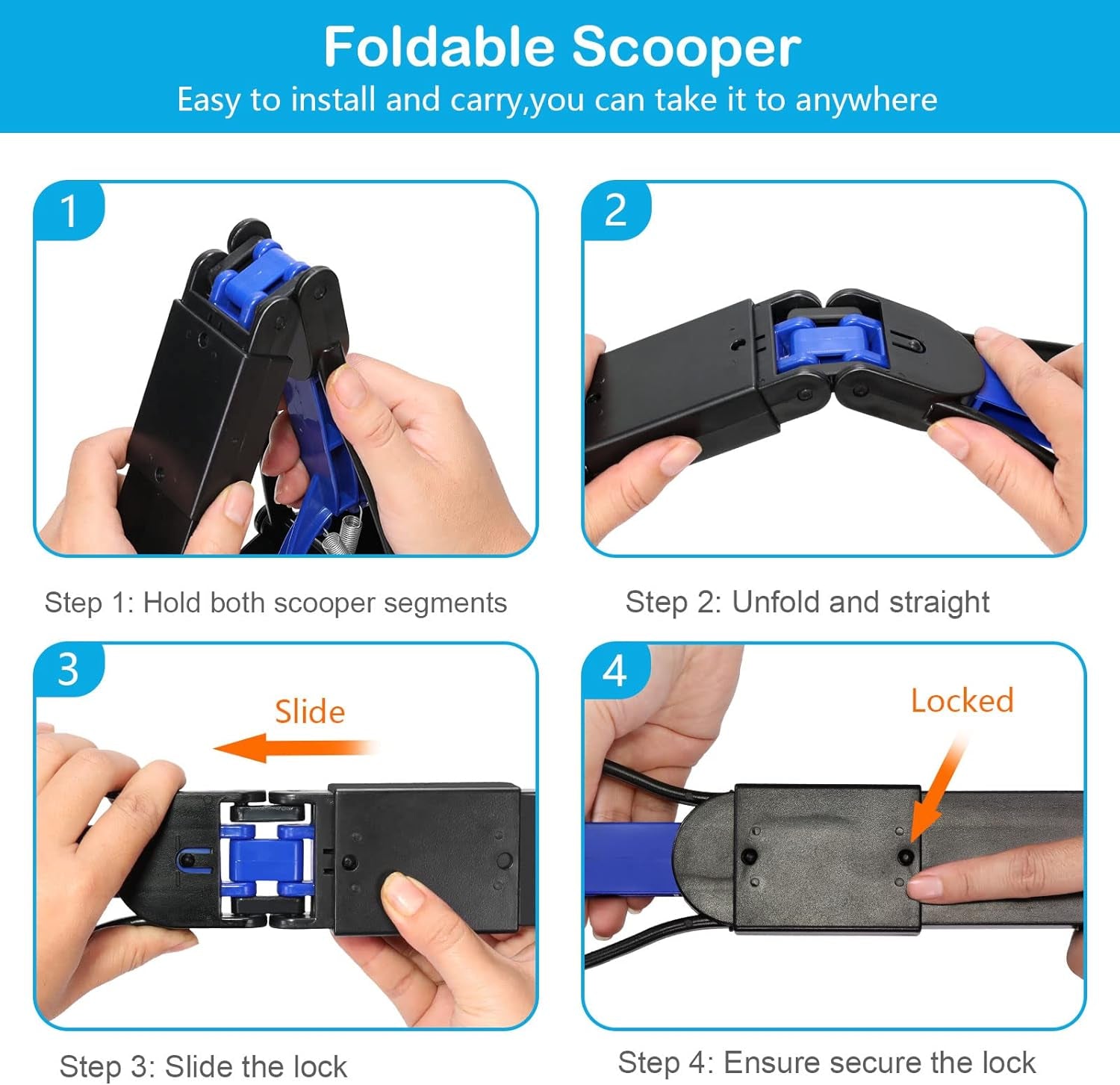 Folding Pooper Scooper for All Dogs - Easy to Use with Durable Spring, Premium Materials