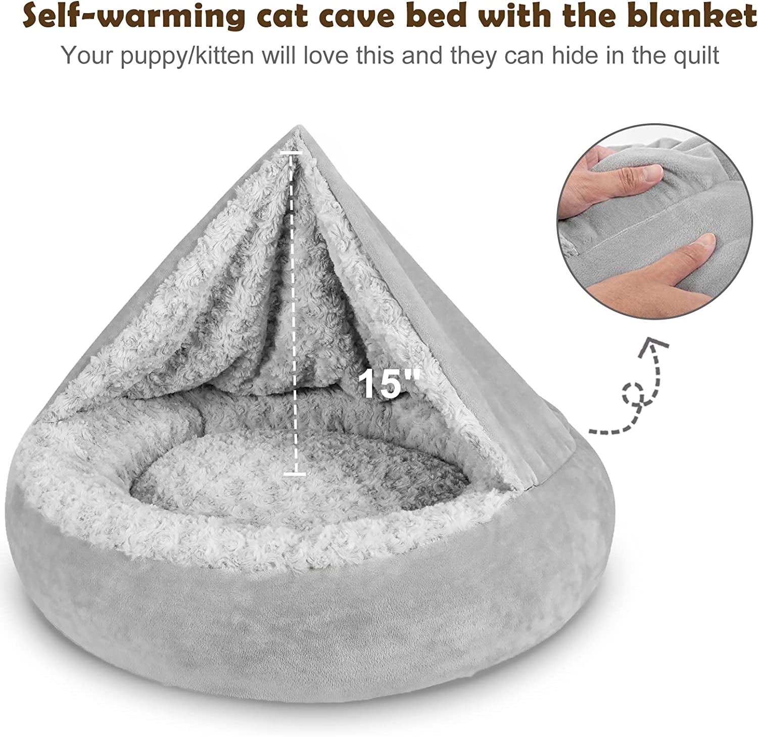 JoeJoy 23" Deluxe Hooded Dog & Cat Bed: Anti-Slip, Anti-Anxiety Donut Cuddler, Machine Washable