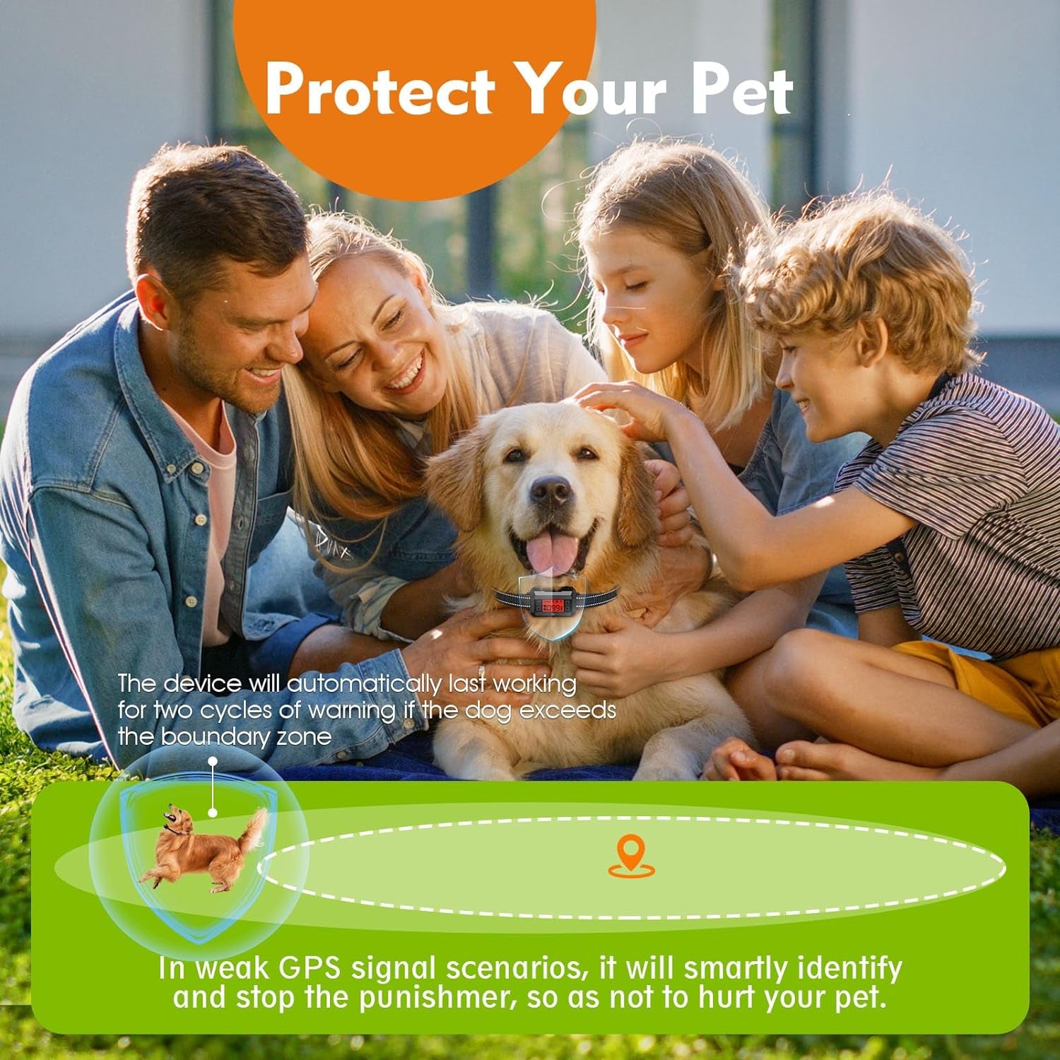 Electric Fence with GPS Dog Collar – Adjustable Smart Wireless Dog Fence System, Waterproof, 33-999 Yard Range for Most Dog Breeds