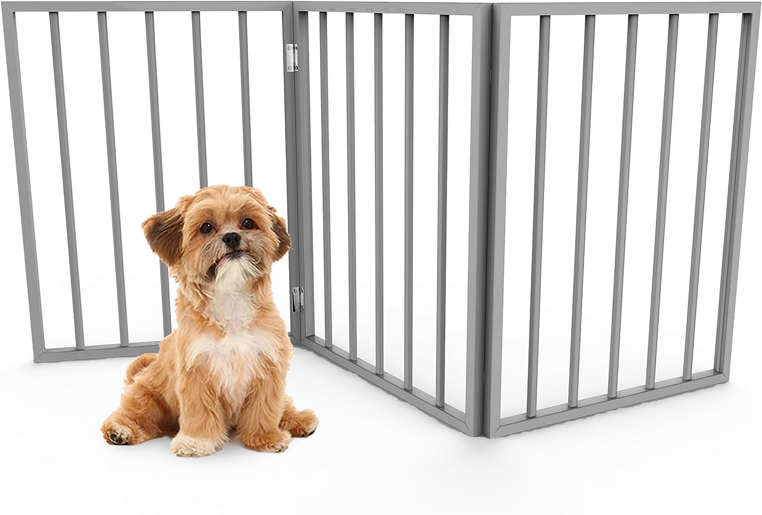 Multi-Panel Foldable Wood Dog Gate - Freestanding Indoor Pet Fence, Retractable Gate for Stairs & Doorways