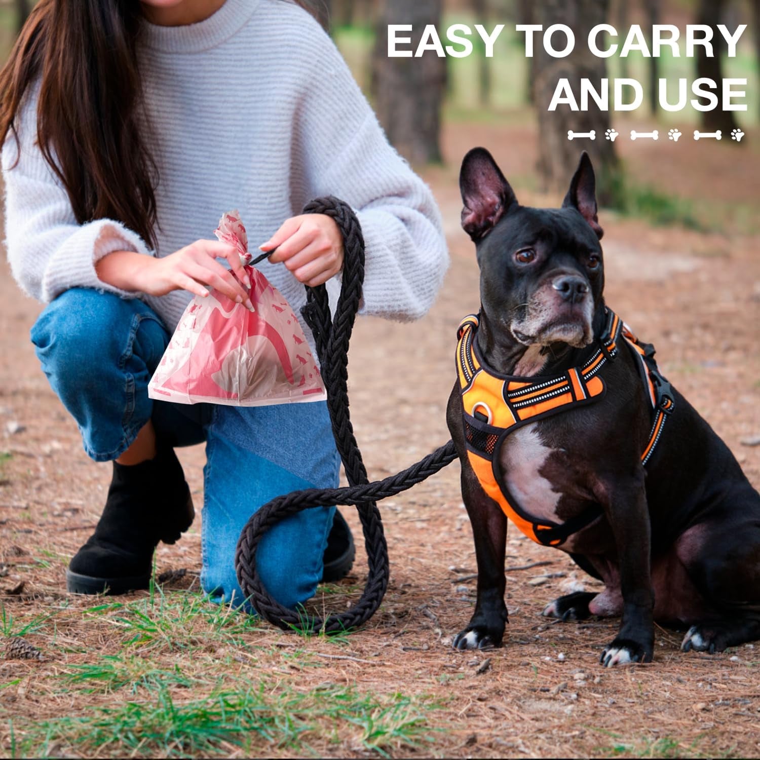 Leak-Proof Dog Poop Bags with Dispenser - Thick Waste Bags for Dogs, Unscented & Extra Strong