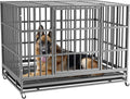 Lemberi Heavy-Duty Dog Crate – Escape-Proof, High-Anxiety Crate with Lockable Wheels, Double Doors, Removable Tray, Extra Large for Indoor Use
