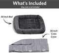 New World 30-Inch Dog Crate Comfort Kit - Matching Dog Bed & Crate Cover - Fits Midwest & New World Crates, Gray