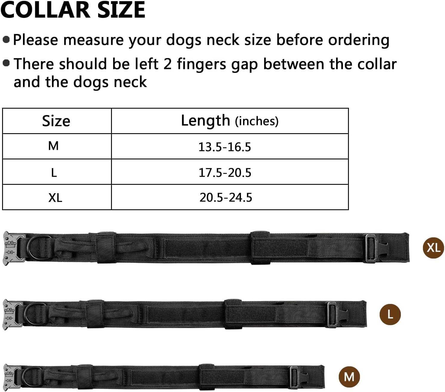 DAGANXI Tactical Dog Collar - Adjustable Military Training Collar with Handle and Metal Buckle for Medium/Large Dogs