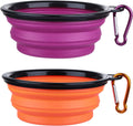 2-Pack Collapsible Dog Bowls with Carabiners: Small, Portable, Blue+Green for Travel