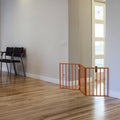 Multi-Panel Foldable Wood Dog Gate - Freestanding Indoor Pet Fence, Retractable Gate for Stairs & Doorways