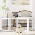 3-Panel Foldable White Wooden Dog Gate - Free Standing Indoor Barrier for Stairs & Doorways, Easy to Step Over