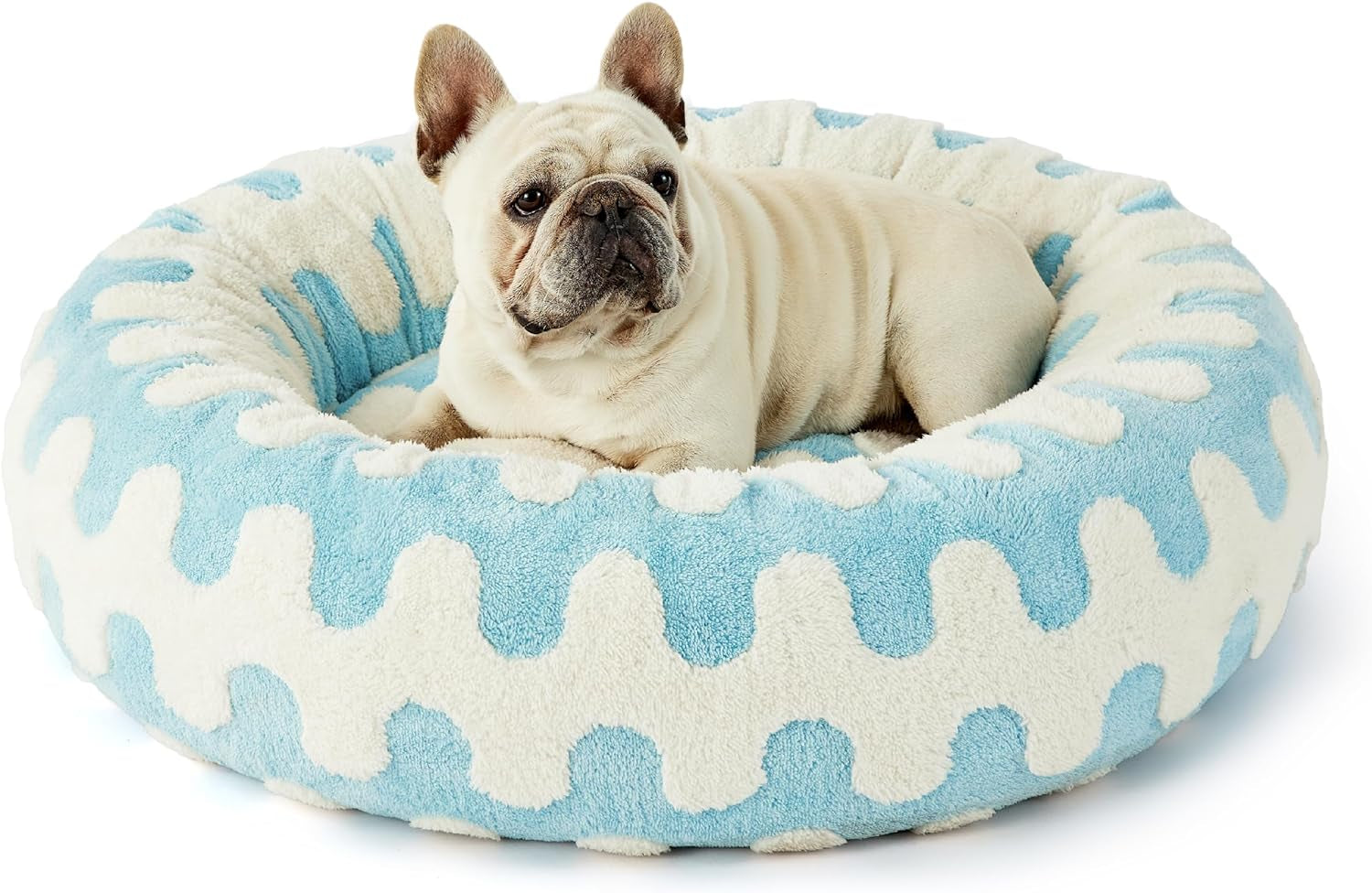 Lesure Donut Shaggy Plush Dog Bed: Calming, Anti-Slip, Various Colors & Sizes