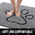 Absorbent Dog Door Mat for Muddy Paws, Non-Slip & Quick Dry Chenille, Washable, Traps Dirt & Moisture