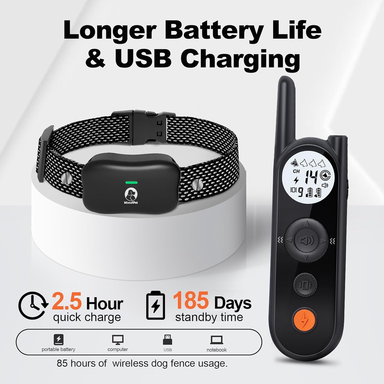 Wireless Electric Dog Fence for 2 Dogs - Up to 3,500ft Range, Waterproof Rechargeable Collar