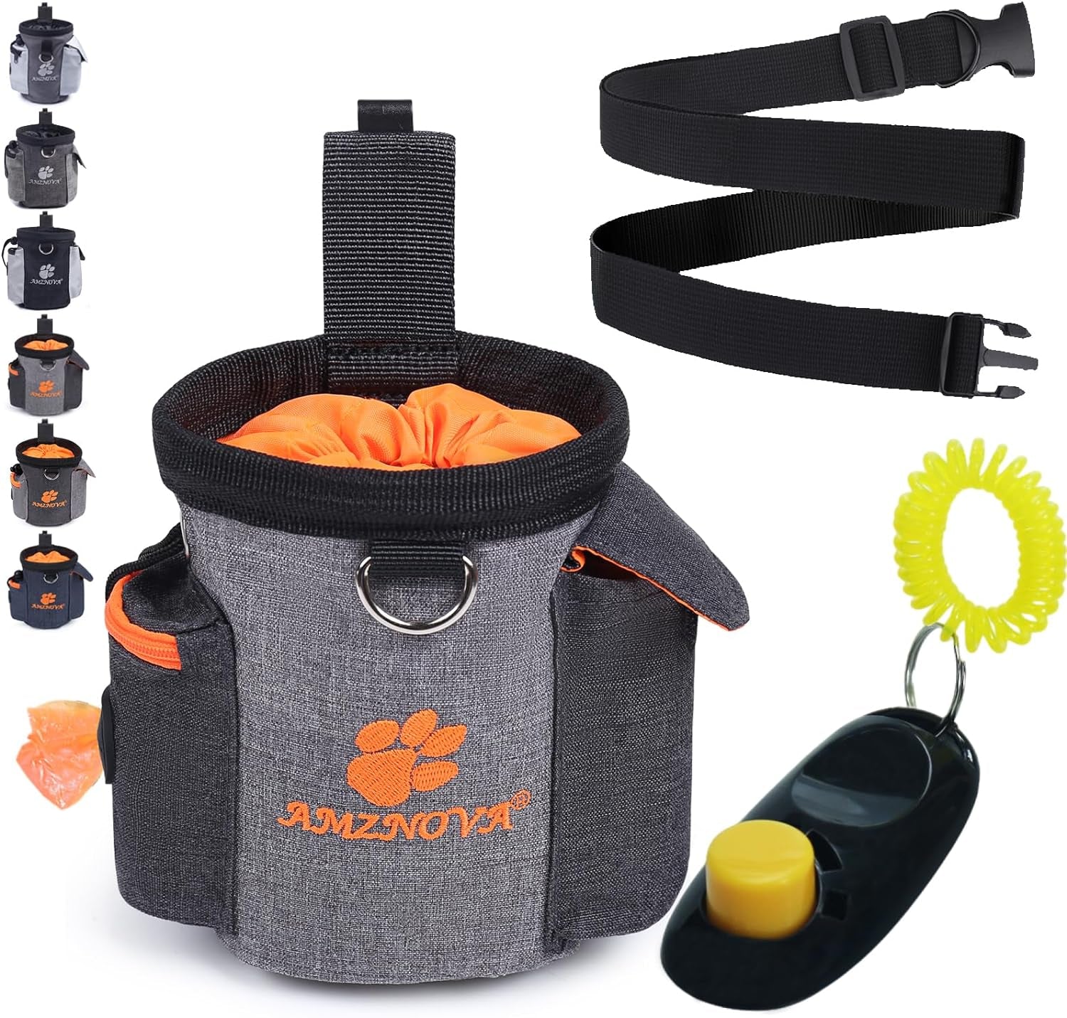 Dog Treat Bag with 3-Cup Capacity, Training Pouch with Waistband - Black
