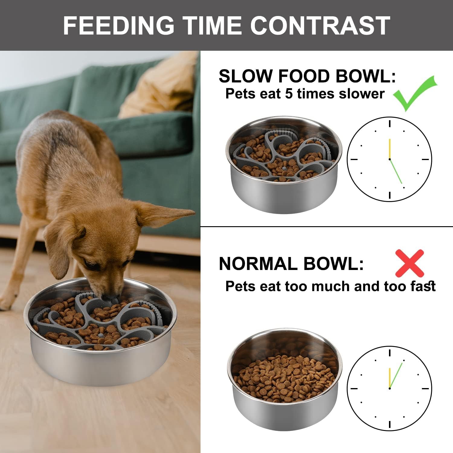 Dog Slow Feeder Insert: Spiral Silicone for Bowls, Enhances Eating Pace, Grey