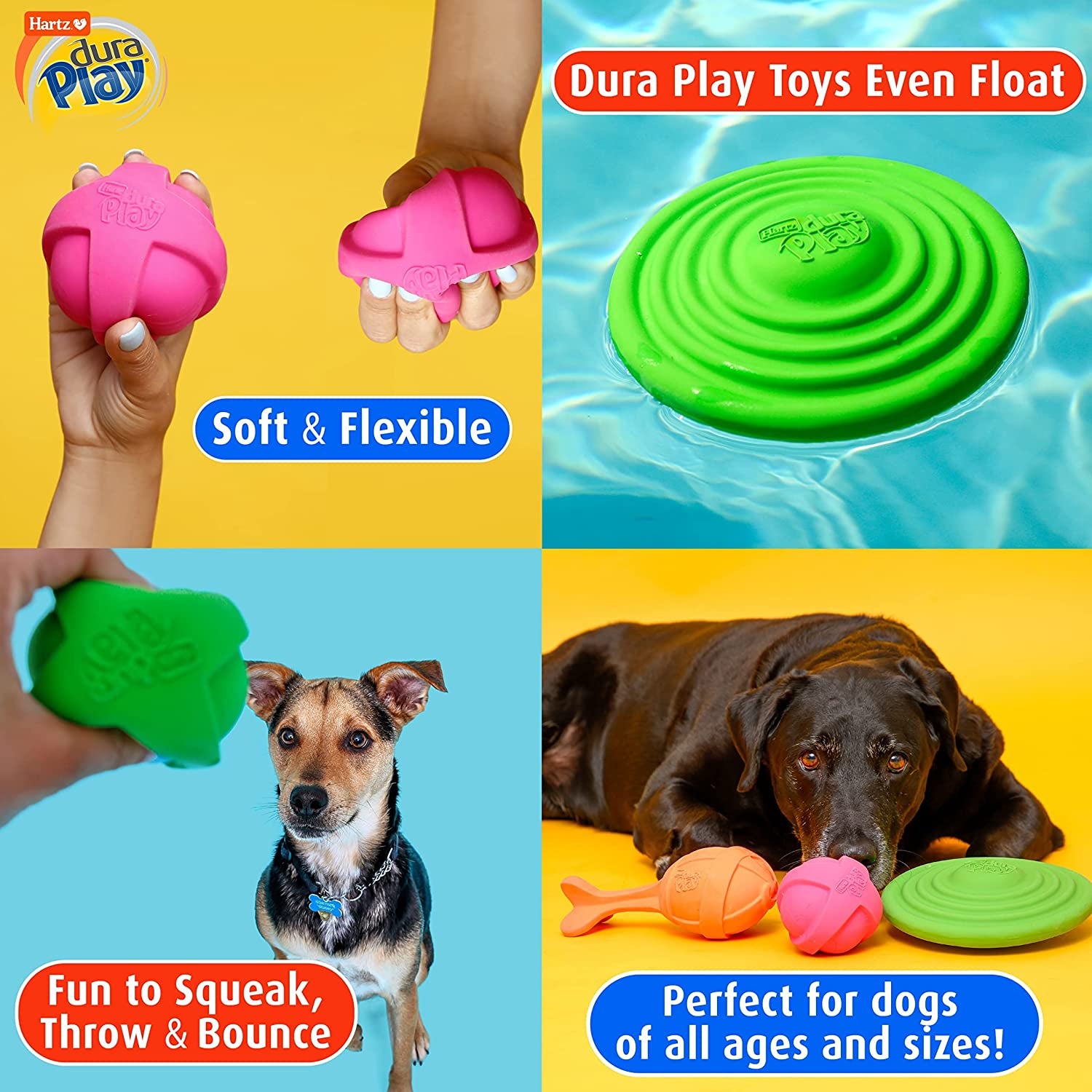 Hartz Dura Play 3-Pack Squeak Ball Toy for Small Breeds: Bacon Scented
