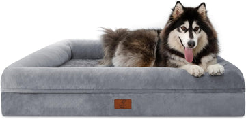 XL Orthopedic Dog Bed: Waterproof, Washable, Grey, Ideal for Large Dogs