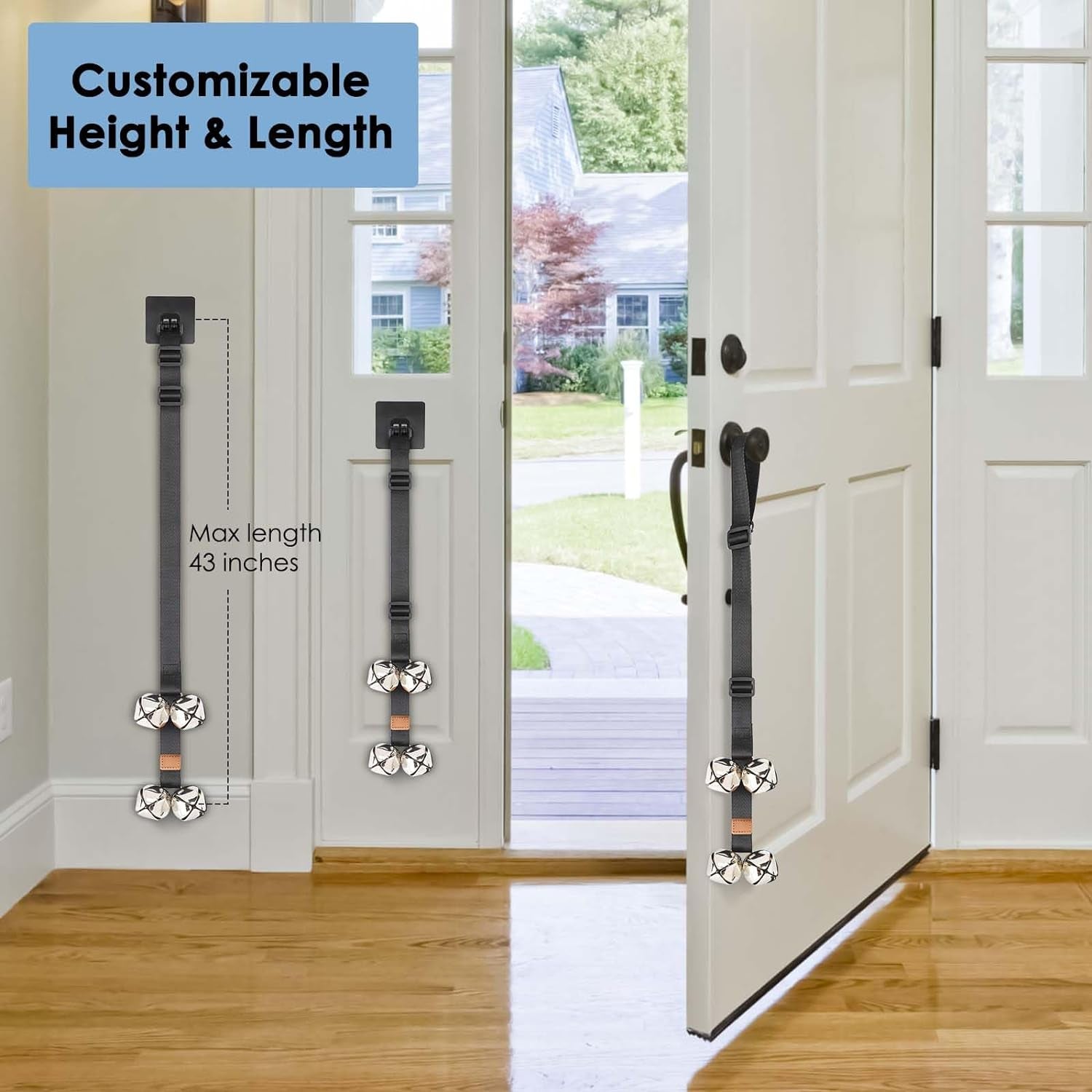 Folksmate Adjustable Dog Doorbells for Potty Training – Extra Loud Bells for Housebreaking, Durable Puppy Potty Training Bells for Door Knobs