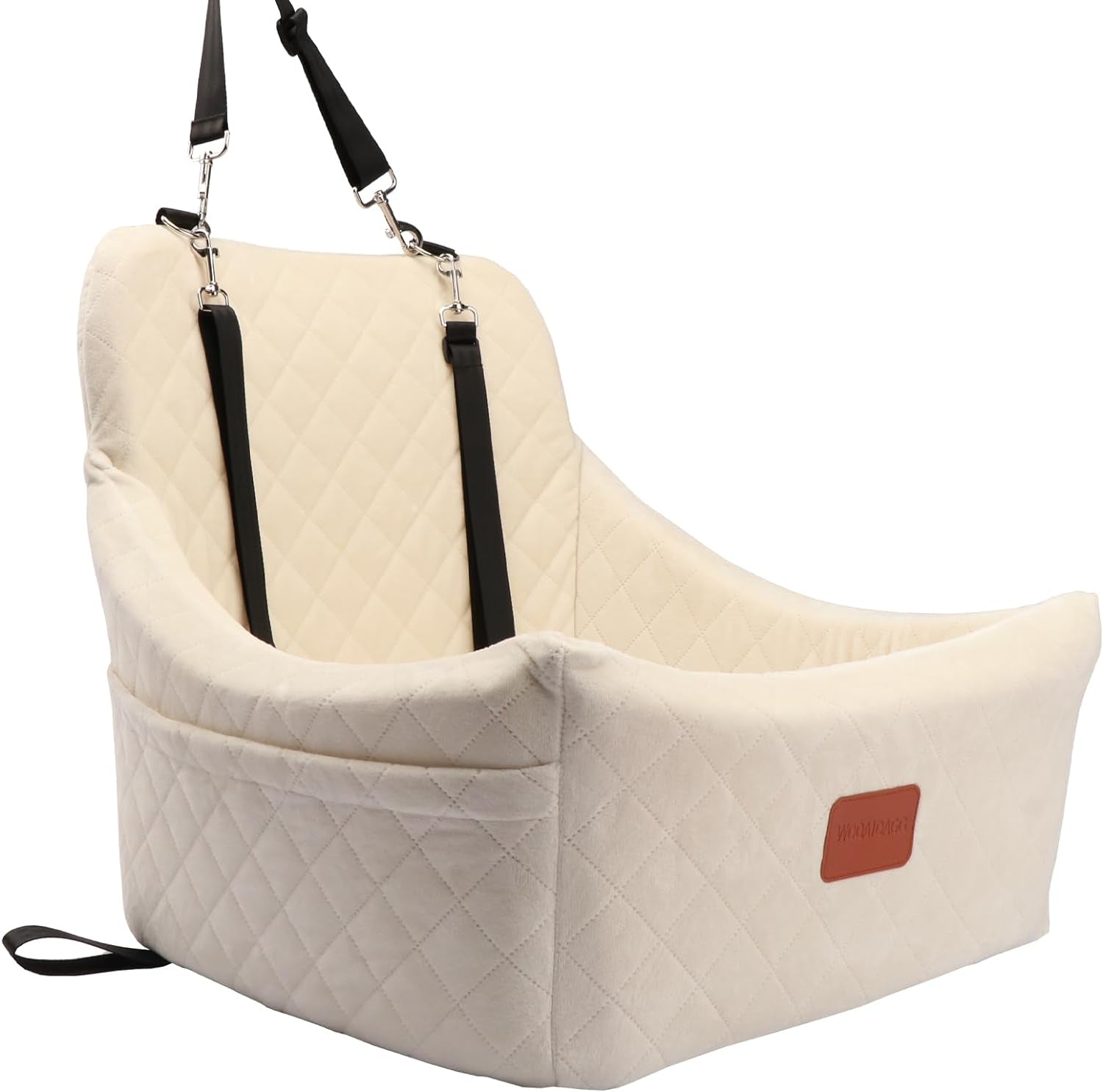 Dog Car Seat - Detachable & Washable Pet Travel Bed with Adjustable Straps, Easy to Install with 3 Seat Belts