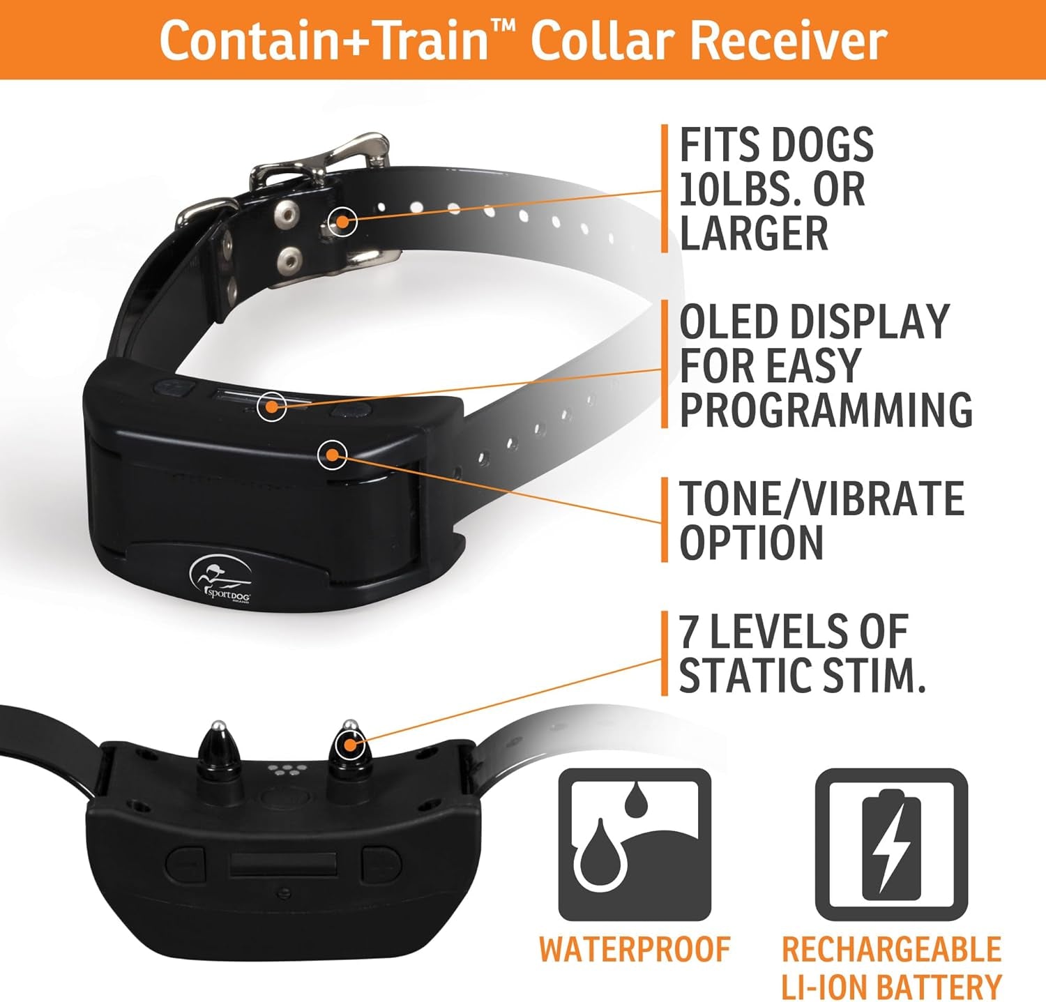 In-Ground Contain & Train System, Waterproof, Rechargeable Collar with Tone, Vibration, Shock, Covers 100 Acres