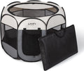 Love's Cabin Portable Playpen for Small Dogs & Cats - Foldable, Indoor/Outdoor Pet Tent with Zipper Top & Carry Case, Gray