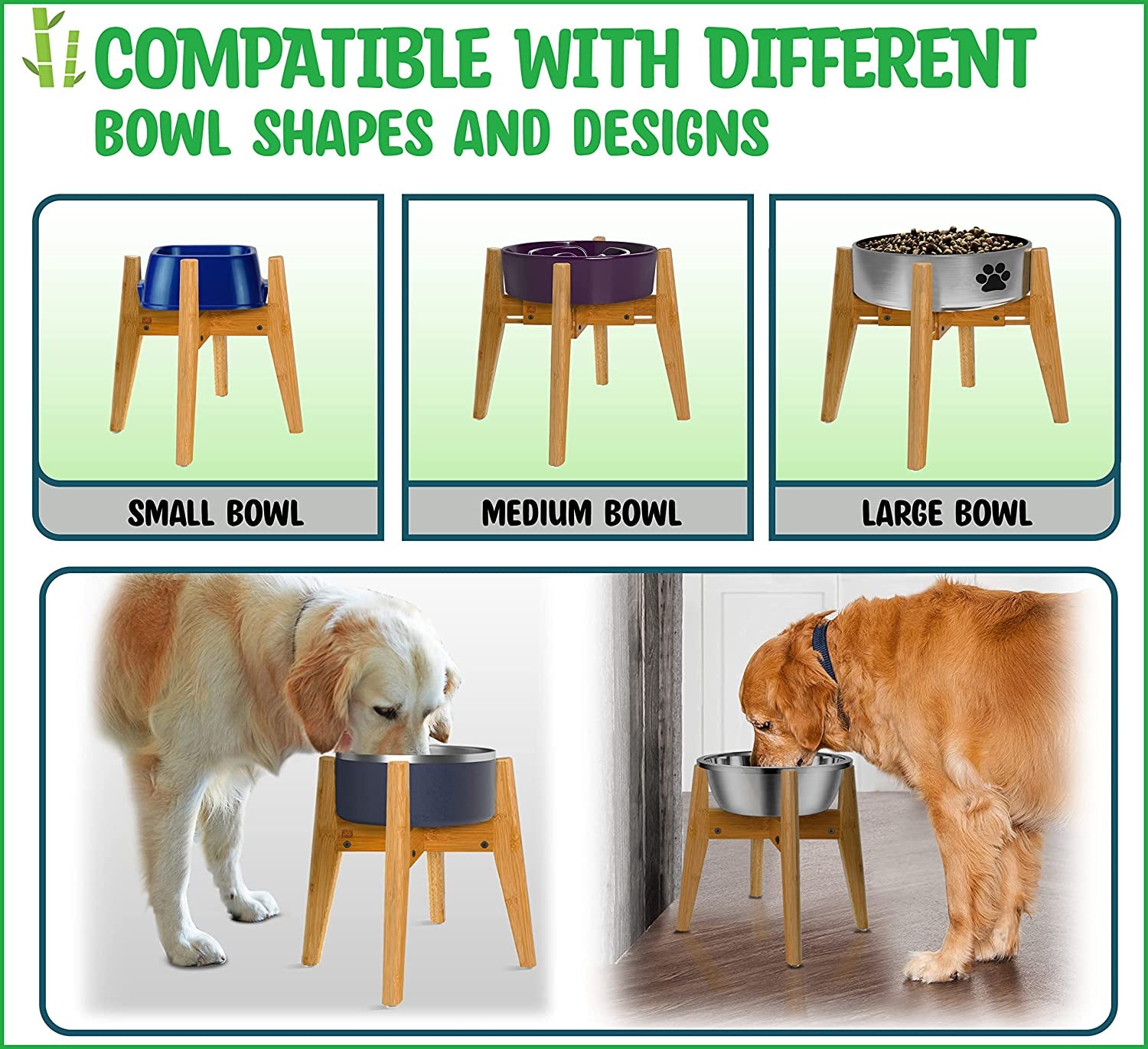 Elevated Dog Bowl Stand, Multi-Height Options, Raises Food & Water Dishes for Large Dogs