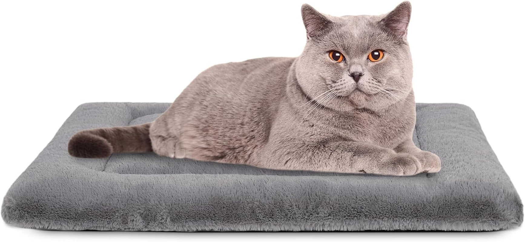 Washable Dog Crate Bed for Large Dogs - Non-Skid Comfort Pad Mat, Fits Metal Crates, Light Grey