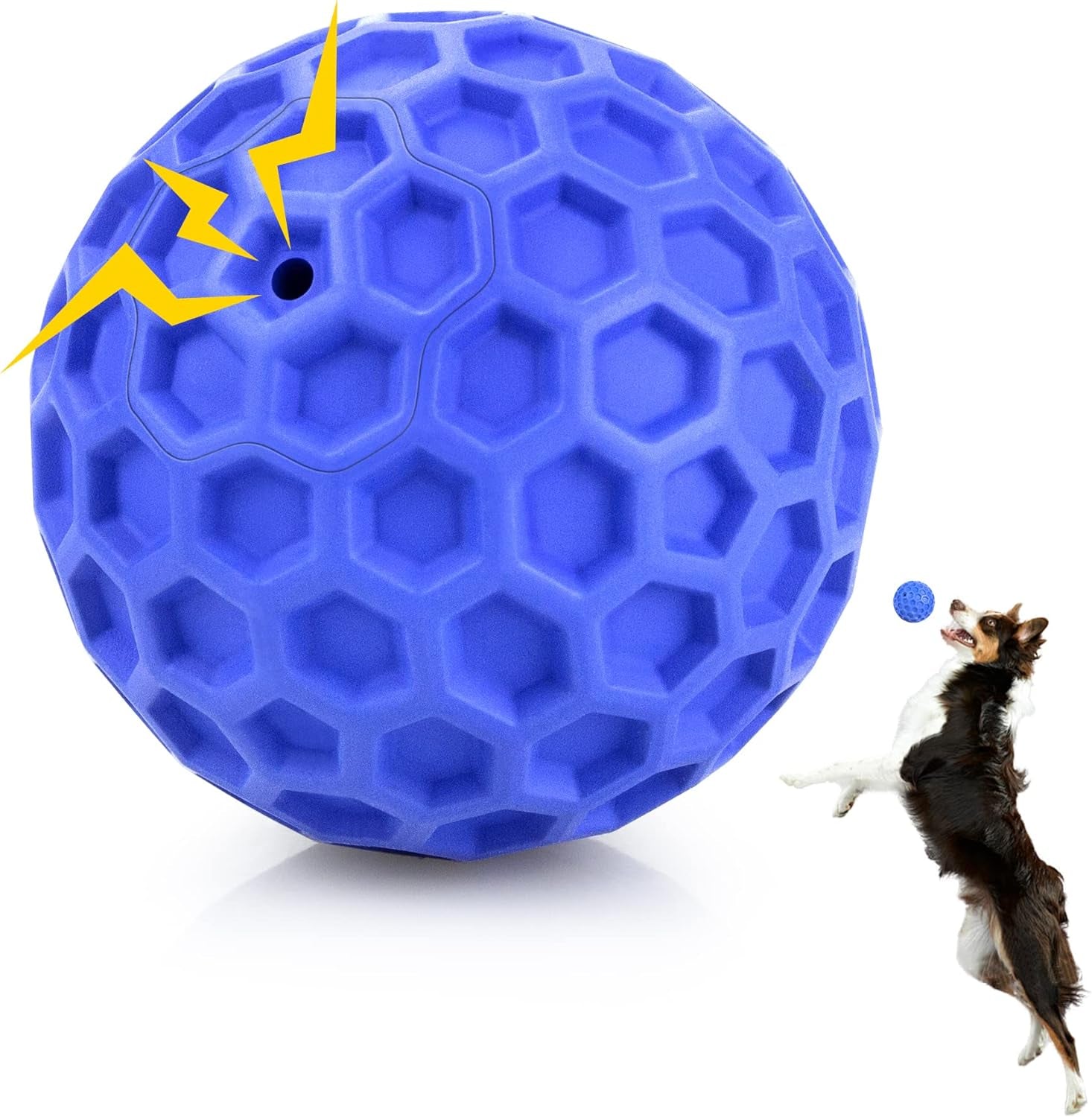 Indestructible Squeaky Dog Ball - Teeth Cleaning, Anxiety Relief, Waterproof Chew Toy for Large Breeds