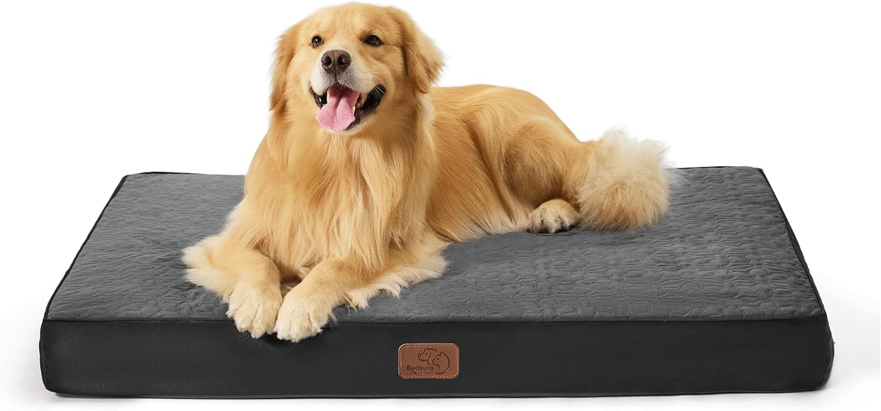 Bedsure Orthopedic Dog Bed - Memory Foam, 2-Layer, Washable Cover, Waterproof Lining, 36x27x3.5 Inch