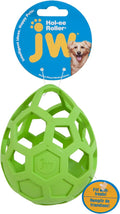 JW Pet Hol-Ee Roller, Puzzle Ball Dog Toy, Natural Rubber, Large, 5.5 Inch Diameter