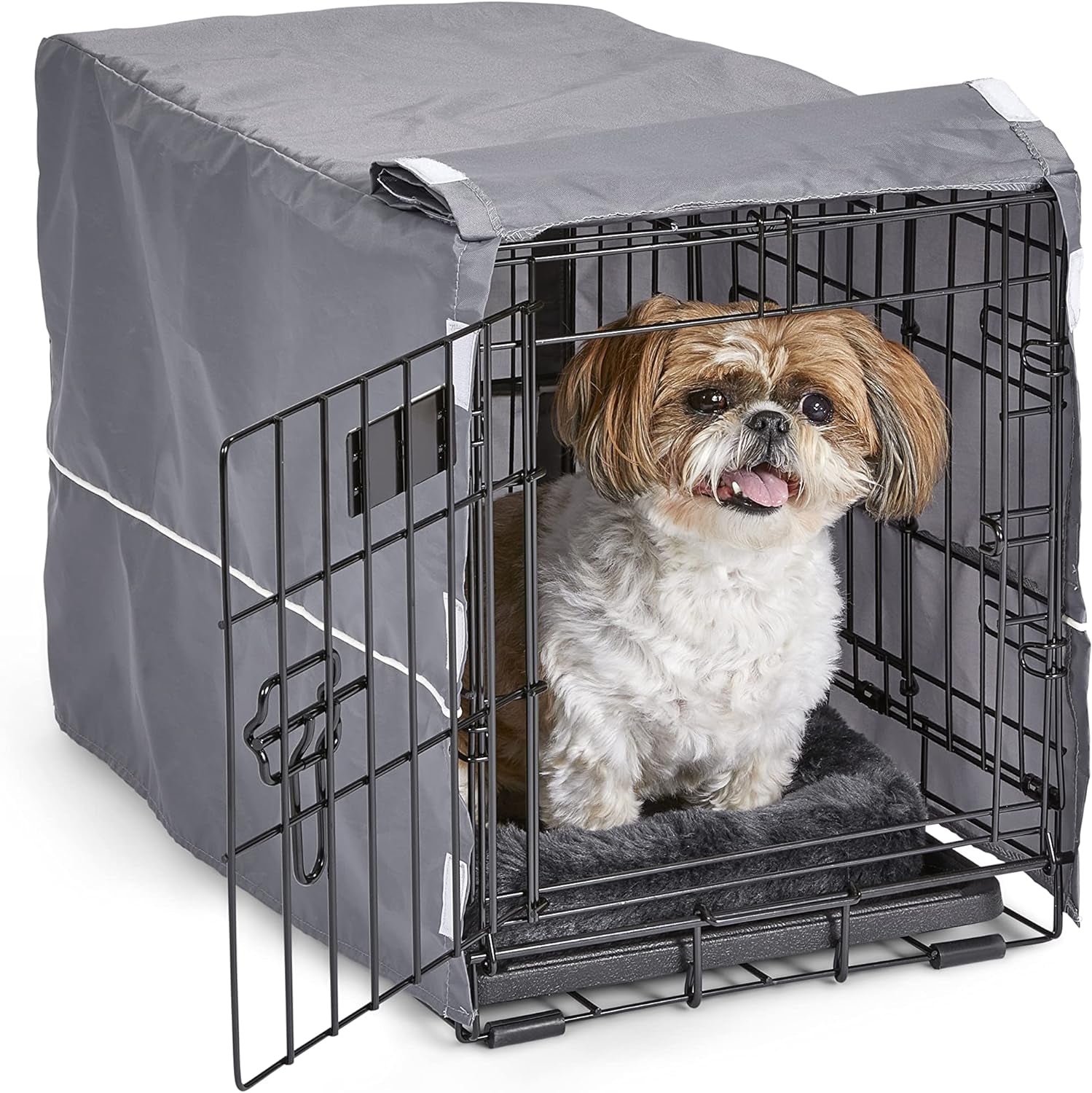 New World 30-Inch Dog Crate Comfort Kit - Matching Dog Bed & Crate Cover - Fits Midwest & New World Crates, Gray