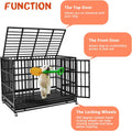 Lemberi Heavy-Duty Dog Crate – Escape-Proof, High-Anxiety Crate with Lockable Wheels, Double Doors, Removable Tray, Extra Large for Indoor Use