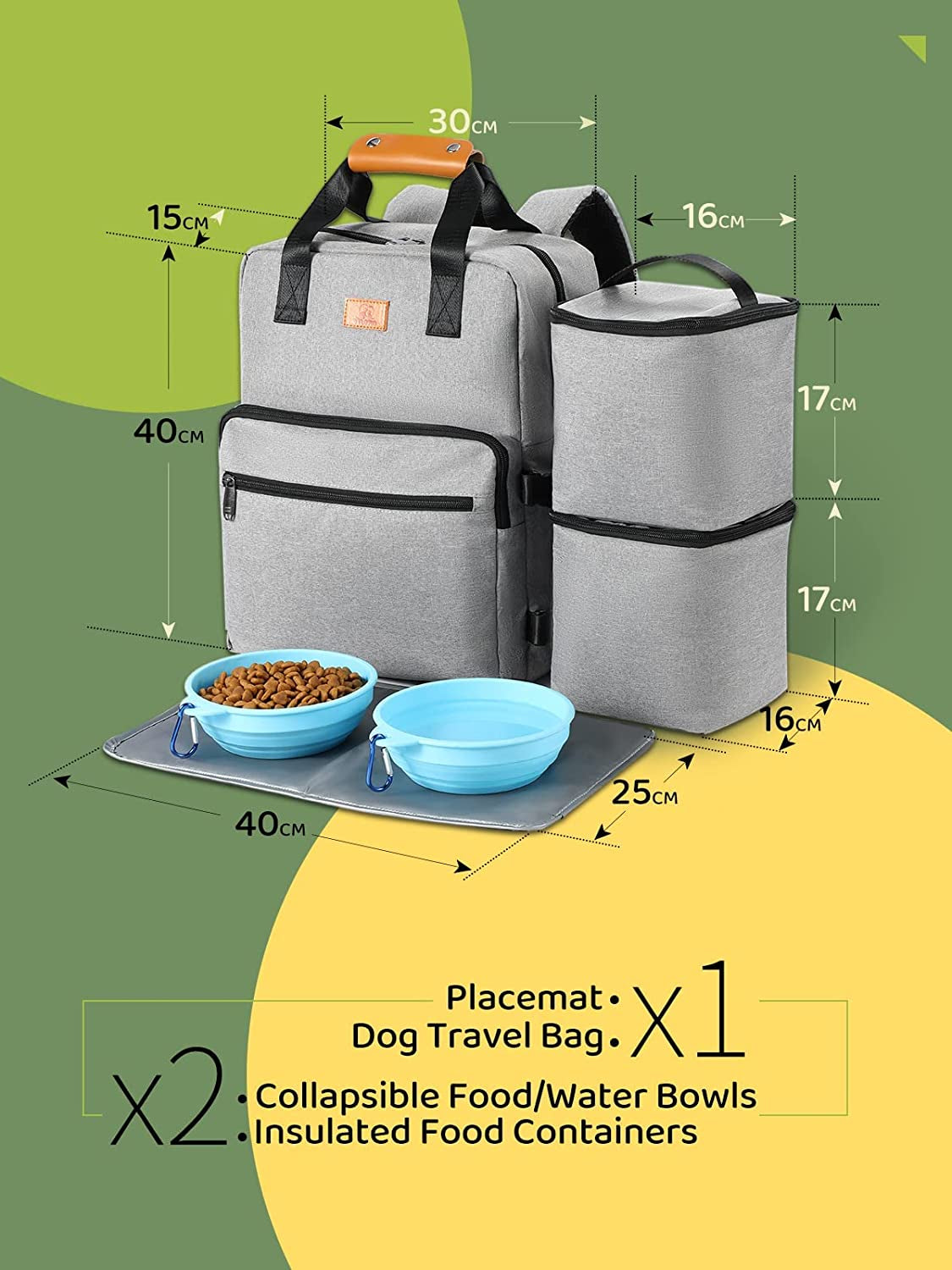 Dog Travel Organizer Backpack: Airline Approved, 25L with Food Containers & Foldable Bowls