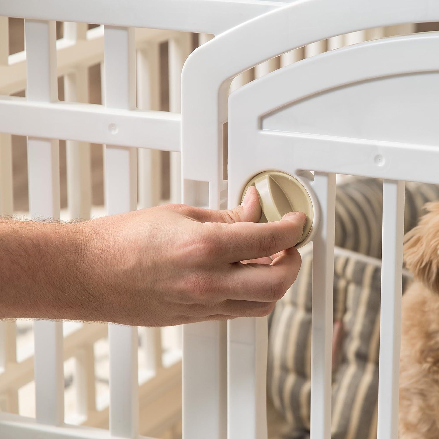IRIS USA 4-Panel Dog Playpen with Door – Foldable, Customizable Indoor/Outdoor Puppy Playpen, Easy to Assemble, Portable Pet Pen