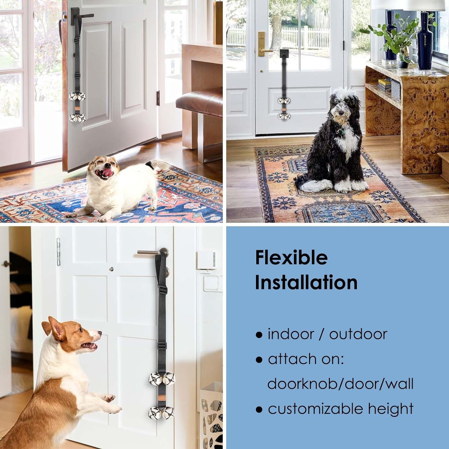Folksmate Adjustable Dog Doorbells for Potty Training – Extra Loud Bells for Housebreaking, Durable Puppy Potty Training Bells for Door Knobs