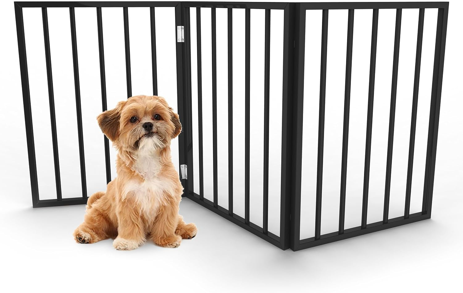 Multi-Panel Foldable Wood Dog Gate - Freestanding Indoor Pet Fence, Retractable Gate for Stairs & Doorways