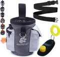 Dog Treat Bag with 3-Cup Capacity, Training Pouch with Waistband - Black