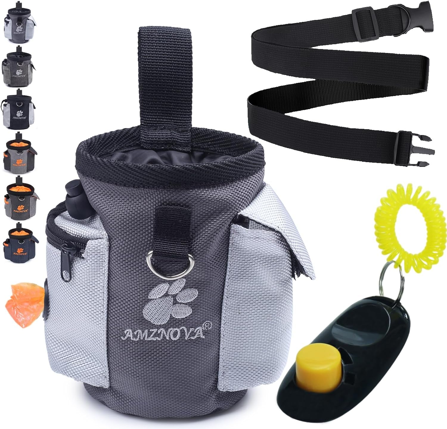 Dog Treat Bag with 3-Cup Capacity, Training Pouch with Waistband - Black