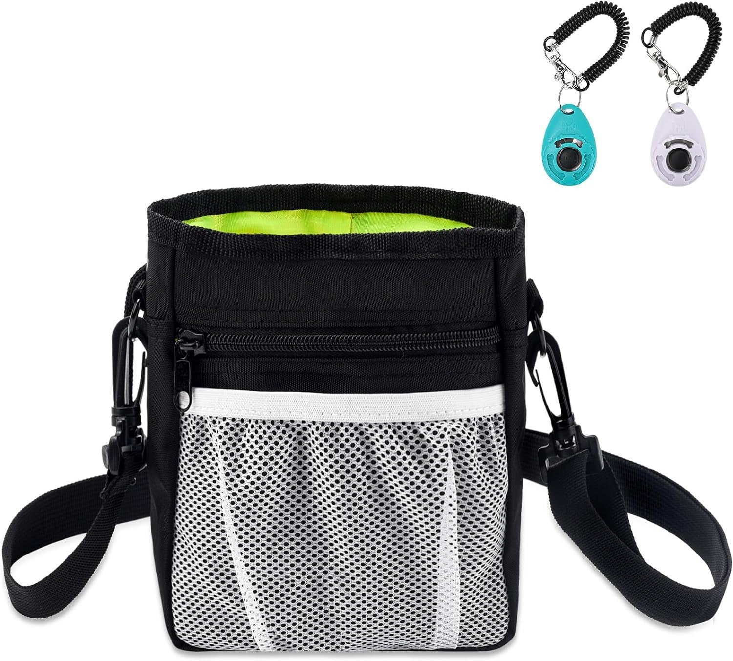 Left&Right Dog Training Kit - Treat Pouch with Clicker, Shoulder Strap, Poop Bag Dispenser, Grey