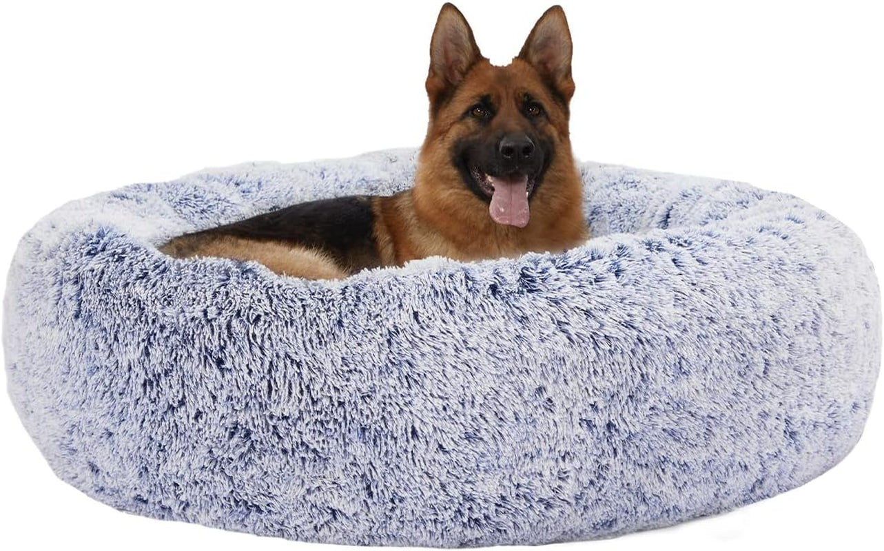 Calming Donut Dog Bed, 36" - Fluffy, Anti-Anxiety, Washable for Large Dogs - Various Colors & Sizes