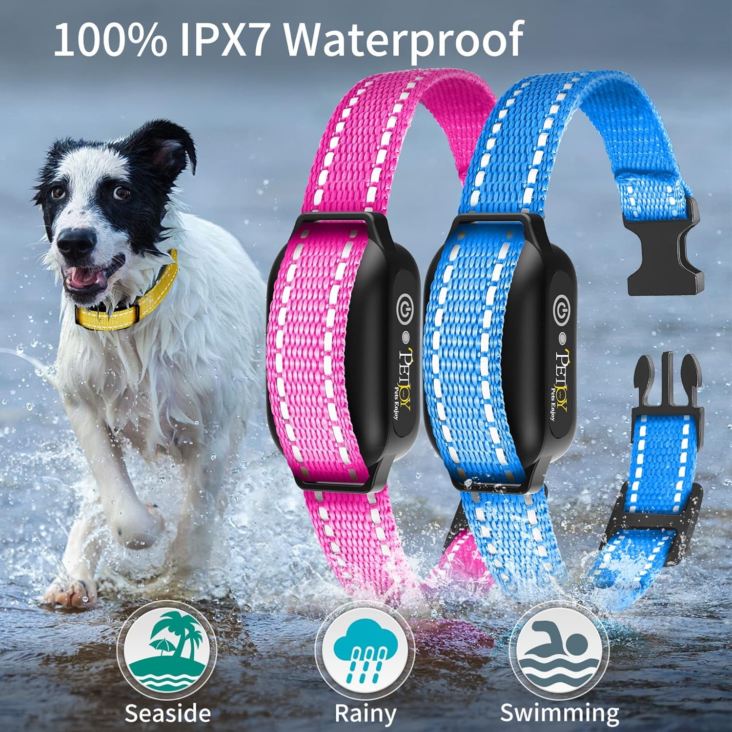 Petjoy Shock Collar for Large Dogs, Automatic Bark Collar, Auto Bark and Training Collar Combo - 3 Dog Shock Collar with Remote, Beep, Vibration and Shock