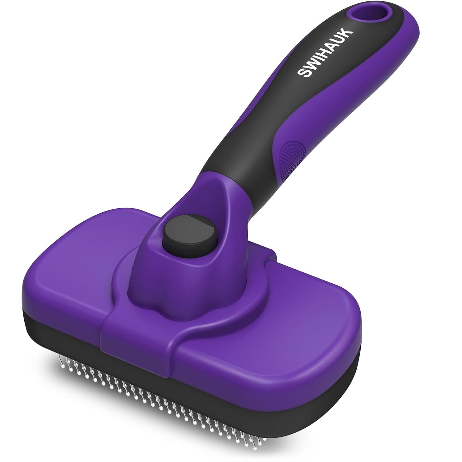 Self-Cleaning Slicker Brush for Dogs & Cats - Gentle Grooming Brush for Shedding & Deshedding, Black