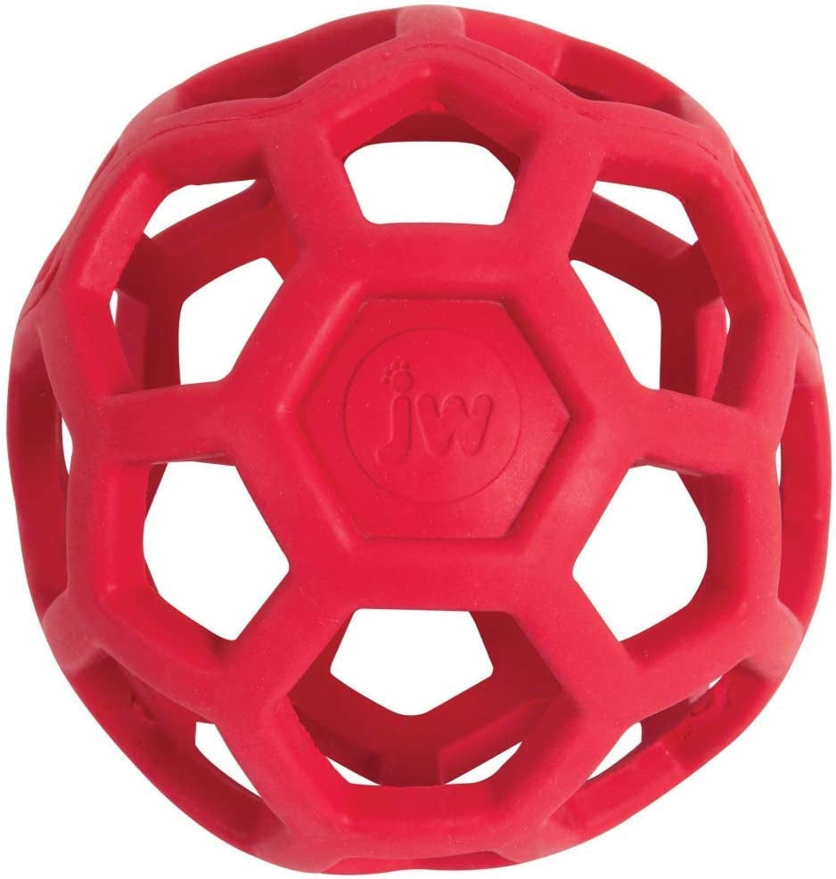 JW Pet Hol-Ee Roller, Puzzle Ball Dog Toy, Natural Rubber, Large, 5.5 Inch Diameter