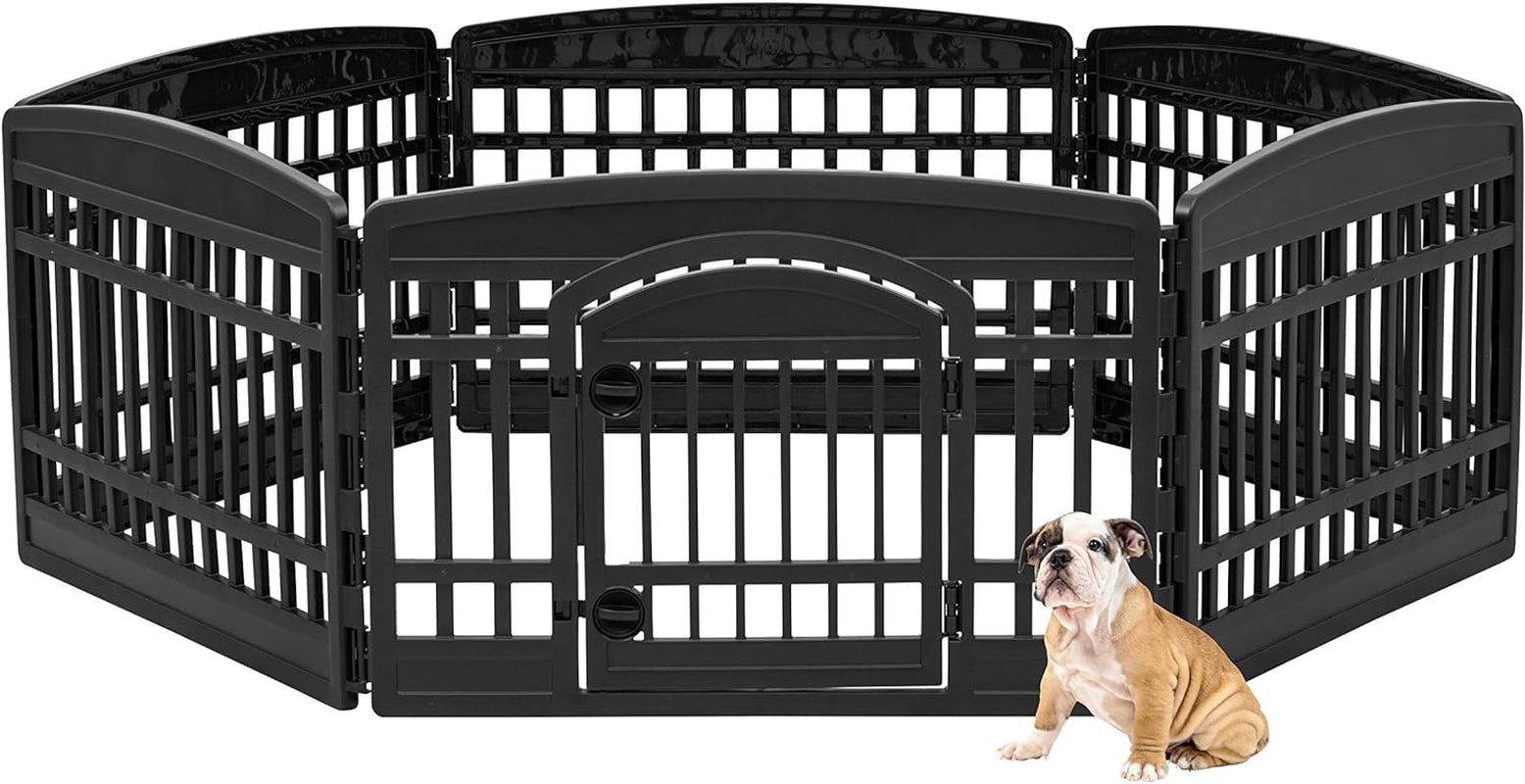 IRIS USA 4-Panel Dog Playpen with Door – Foldable, Customizable Indoor/Outdoor Puppy Playpen, Easy to Assemble, Portable Pet Pen